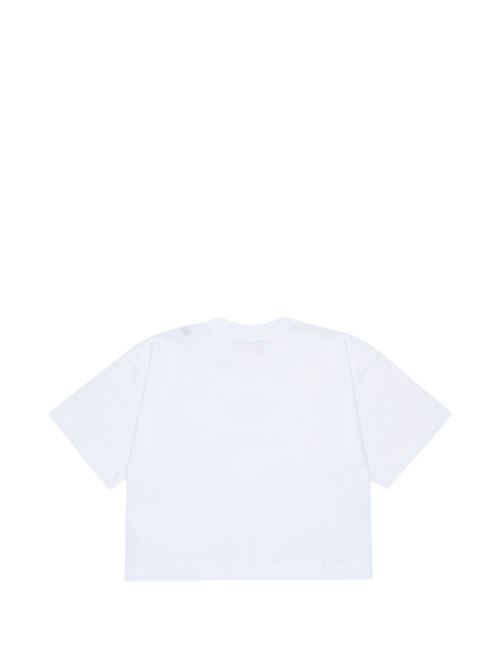 T-shirt bambina Diesel Tlixin bianca cropped con logo Oval D DIESEL KIDS | J0291800YI9K100